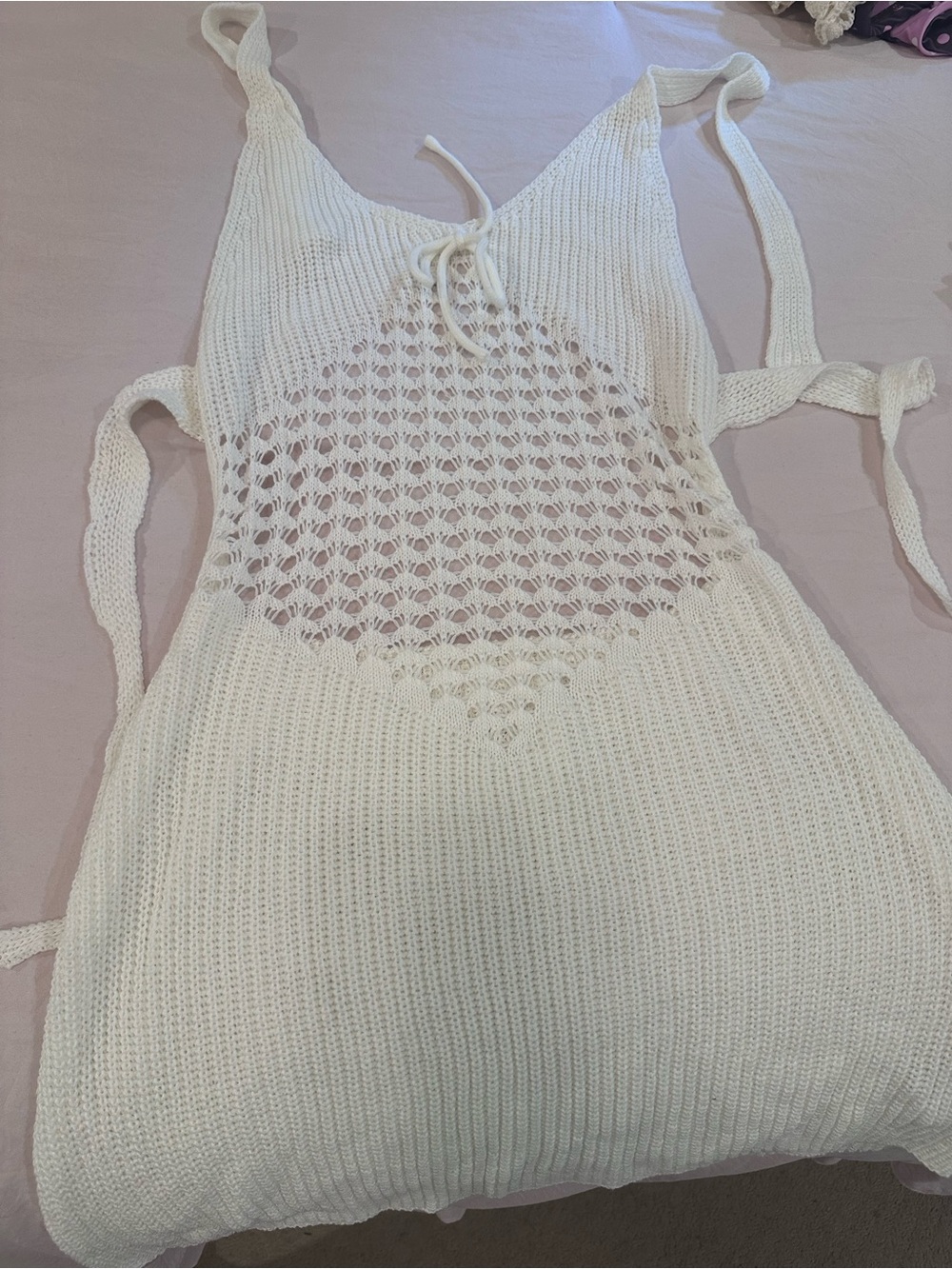 SHEIN White Crochet Knit Swim Coverup